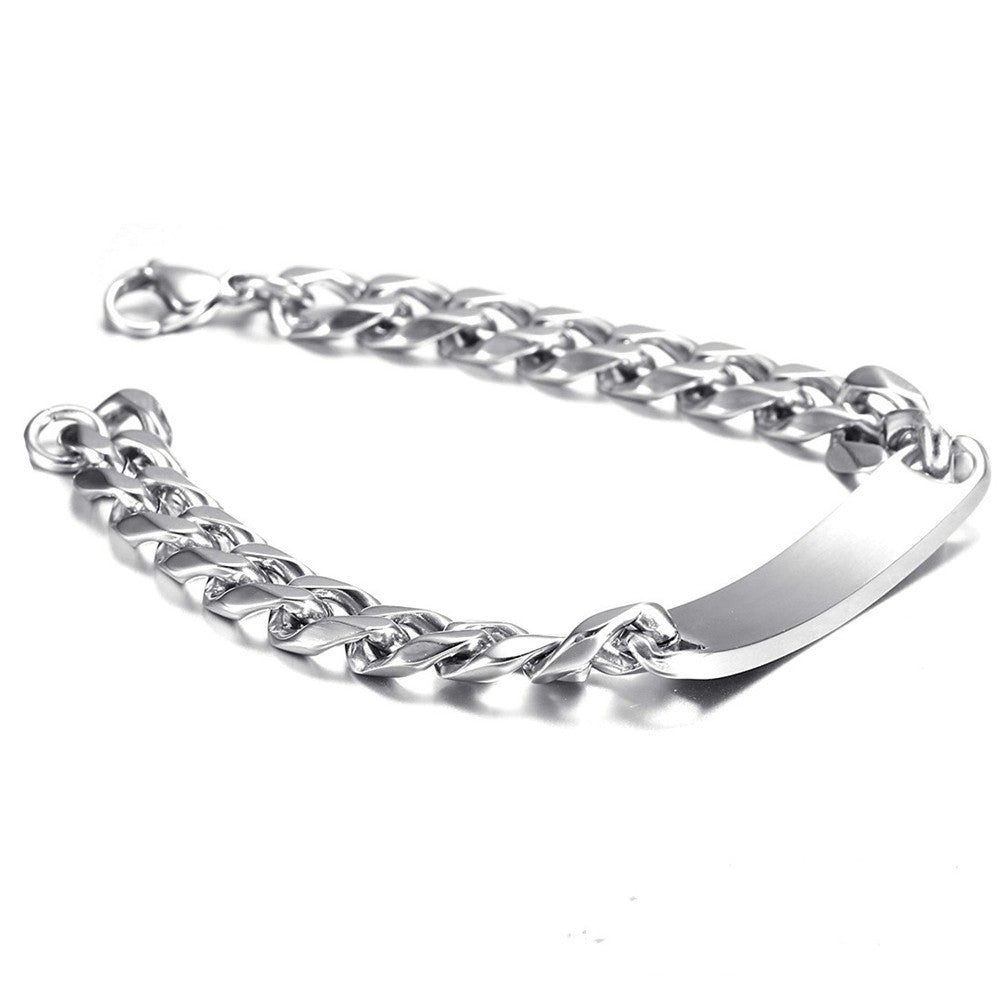 Personalized Silver Stainless Steel Medical Alert ID Cuban Bracelet Chain for Emergency with Aid Bag,8.26 inch