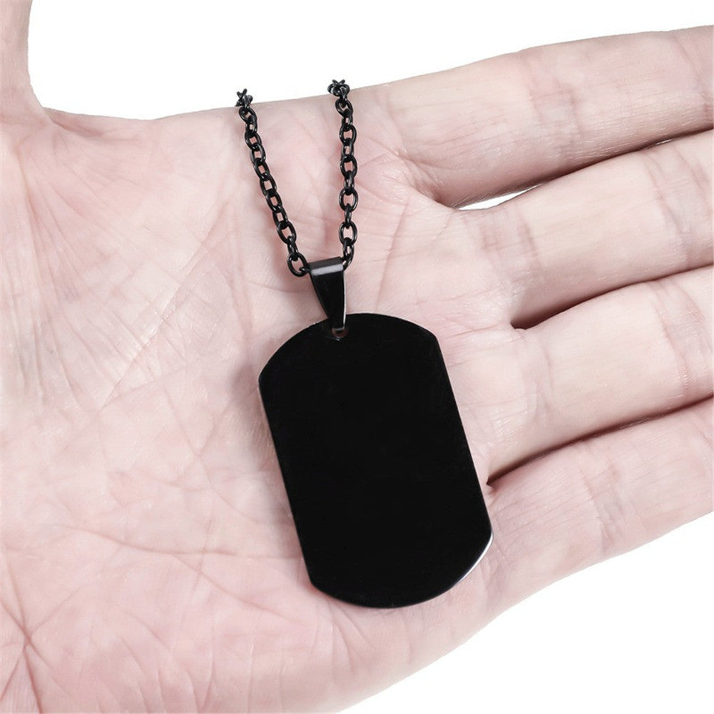 Personalized Stainless Steel Medical Alert ID Necklace Awareness Nameplate Pendant for Men Women Kids for Emergency, Black/Silver,with Aid Bag