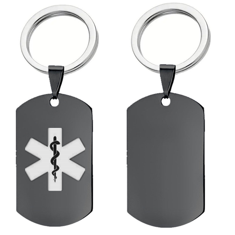 Personalized Stainless Steel Medical Alert ID Key Chain Key Ring Tag for Women Men
