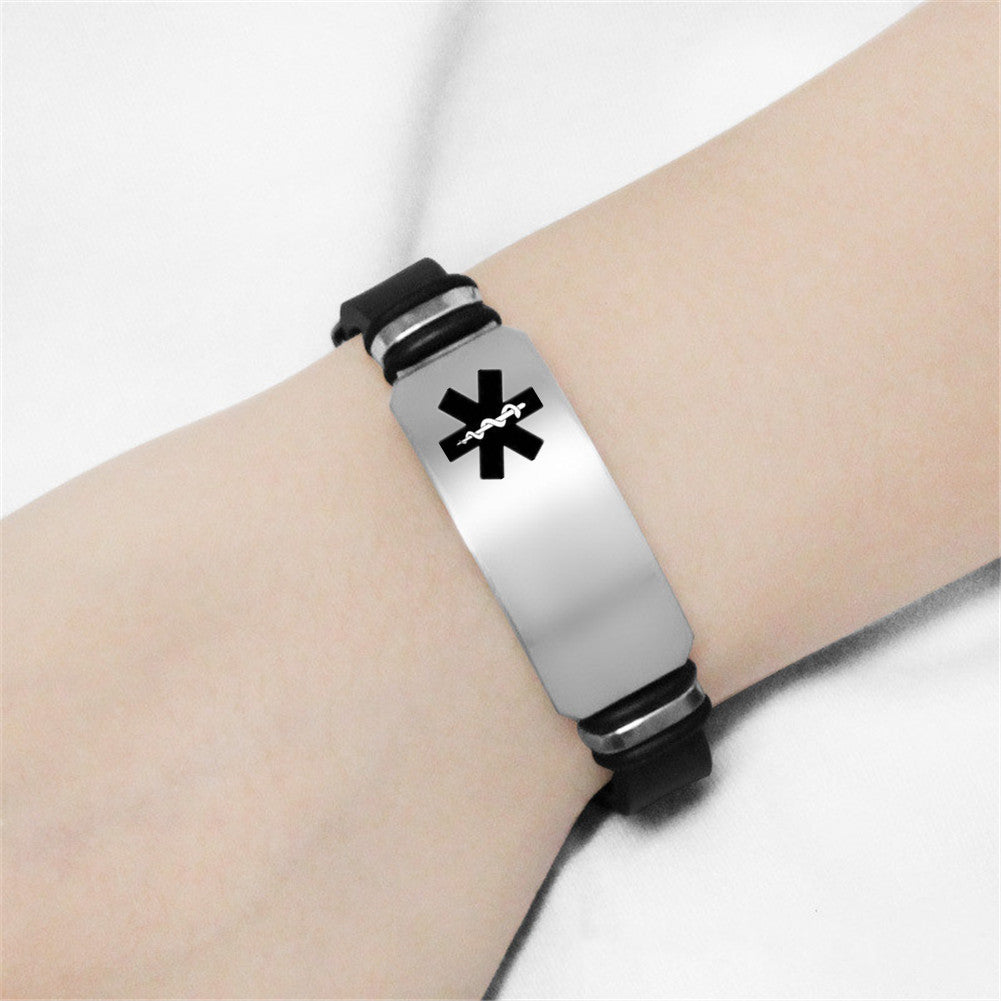 Adjustable Personalized Soft Medical Alert ID Silicone Bracelet for Adults Kid, Various Colors