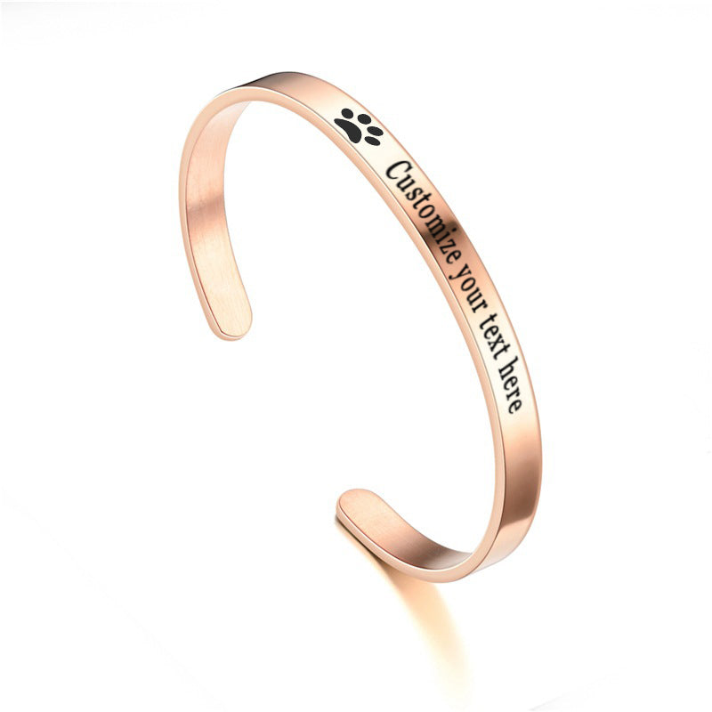 Personalized Pet Memorial Jewelry - Dog Cat's Name Date Engraved Stainless Steel Cuff Bracelet for Women Men Girls, Customized Paw Bangle, 4 Colors