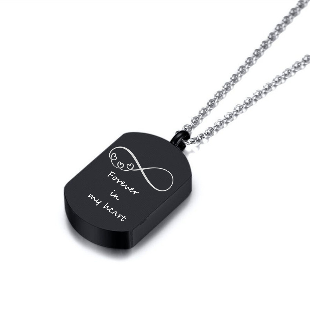 Stainless Steel Infinity Wing Cremation Urn Ashes Necklace Memorial Keepsake Pendant for Human Ashes,Black