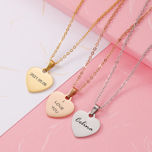 Customized Heart Shaped Necklace Pendant,Gold/Silver/Rose Gold