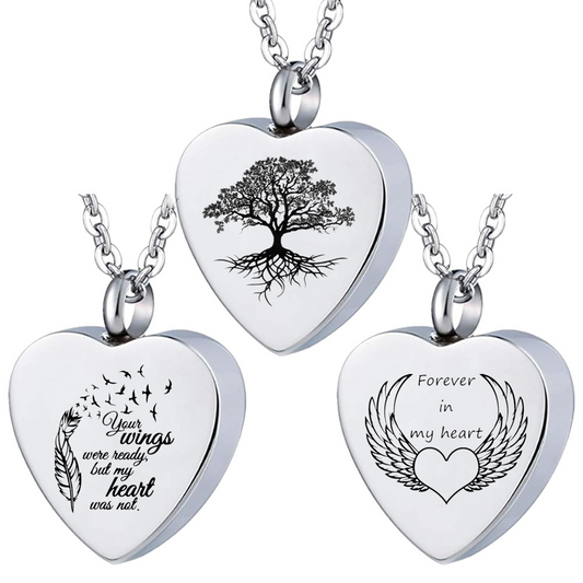 3 Pack Heart Shaped Cremation Urn Necklaces Pendant for Ashes Memorial Keepsake Jewelry fo Women Men