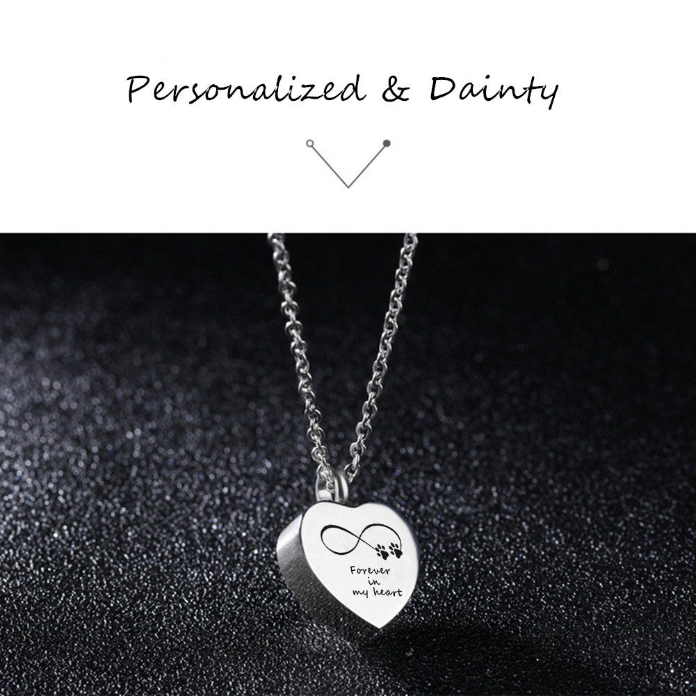 Personalized Name Date Engraved Pet Paw Cremation Urn Necklace for Dog Cat Ashes Keepsake Jewellery for Pet Loss