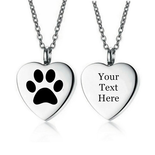 Personalized Name Date Engraved Pet Paw Cremation Urn Necklace for Dog Cat Ashes Keepsake Jewelry