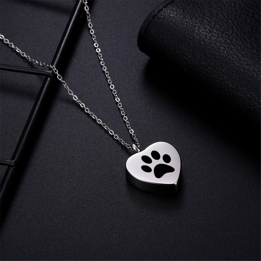 Personalized Name Date Engraved Pet Paw Cremation Urn Necklace for Dog Cat Ashes Keepsake Jewelry