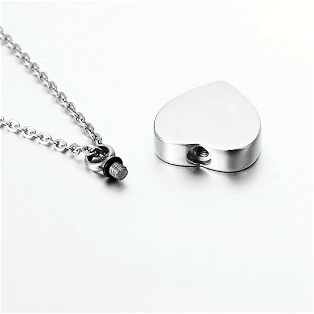 Stainless Steel Heart Lotus Flower Cremation Jewelry Urn Necklace for Ashes,Forever in My Heart