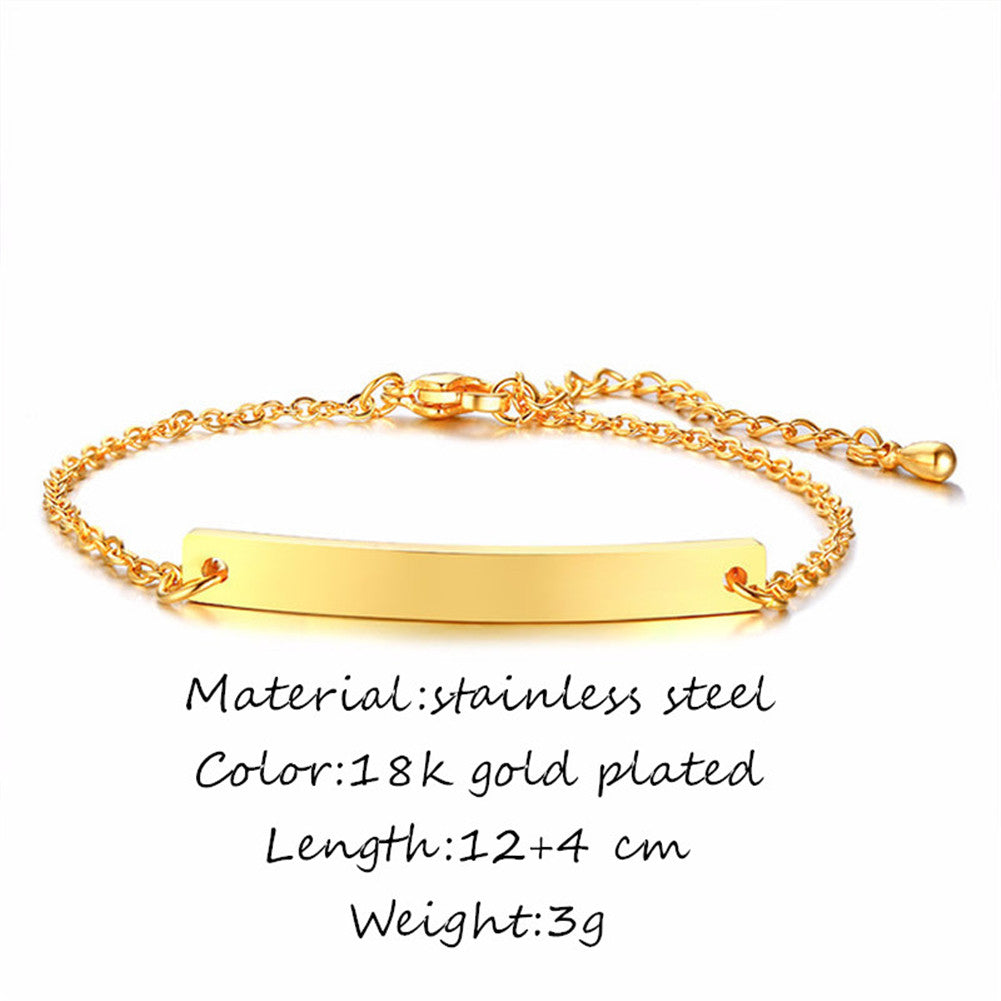 Personalized Custom 18K Gold Plated Baby Name Bracelet Stainless Steel Newborn Child Jewelry